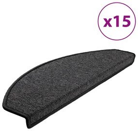 vidaXL 15 darab antracitszürke lépcsőszőnyeg 65 x 24 x 4 cm