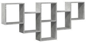 betonszürke szerelt fa fali polc 159 x 18 x 66 cm