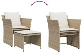 bézs polyrattan kerti szék lábtartóval