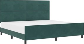 vidaXL Boxrugós ágy fejtámlával Sötétzöld 200 x 200 cm Bársony