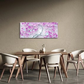 Virágok képe egy ezüst törzsön - absztrakt (120x50 cm)