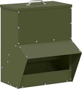 vidaXL Csirke etető Olajzöld 20 x 25 x 35 cm Hidegen Hengerelt Acél