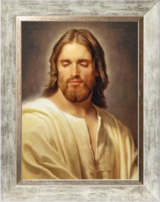 Jézus Úr Vallásos Vászonkép Fehér Keretben, 30X40