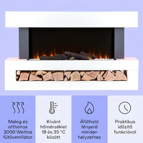 Klarstein Studio Light & Fire 3 Smart, kandalló, 1000/2000 W, MDF, WiFi Control