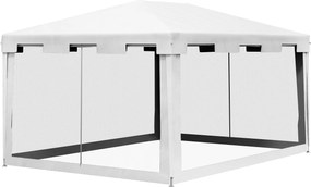 Outsunny 4x3m Kerti Pavilon Levehető Kültéri Napellenzővel, 4 Oldali Szúnyoghálóval, 2 Cipzáras Ajtóval és 6 Lepárlónyílással, Vízálló és UV Ellenálló