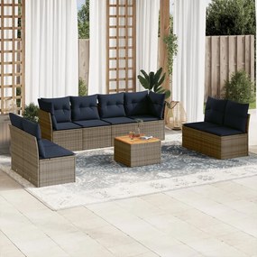 9 részes szürke polyrattan kerti ülőgarnitúra párnával