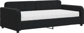 vidaXL fekete bársony heverő matraccal 90 x 190 cm