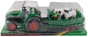Óriás 50 Cm Traktor Játék Lovacskás és Szarvasmarhás Utánfutóval