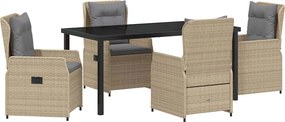 vidaXL Kert étkező szett 5 pcs Beige és Világosszürke polirattan