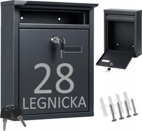 Nagy Postaláda Házszámmal Postai XL Antracit Csomag