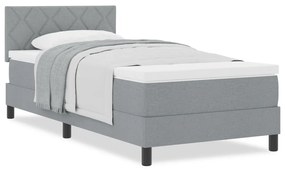 Boxspring ágy matraccal világosszürke 100x200 cm szövet