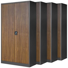 Set 4x fém iratszekrény JAN H, 900 x 1950 x 400 mm, Eco Design: antracit/ dió