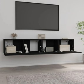 2 db fekete szerelt fa TV-szekrény 80 x 30 x 30 cm