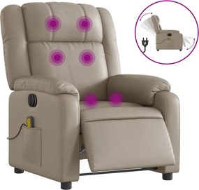 vidaXL kávészínű műbőr elektromos dönthető masszázsfotel