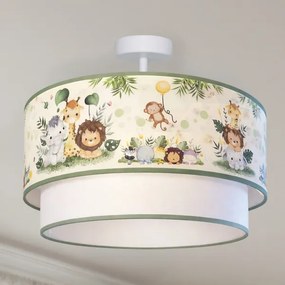 Brilagi-LED Gyerek felületre szerelhető mennyezeti csillár BOBO 1x E27/60W/230V, Ø40 cm, krém/zöld/dzsungel