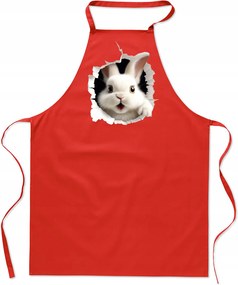 Konyhai Kötény pamut piros lyuk Nyuszi FA_494_cw