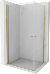 Mexen Pretoria Duo, 2 szárnyas zuhanykabin 100 (ajtó) x 90 (ajtó) cm, 6mm átlátszó üveg, arany profil, 852-100-090-50-00-02