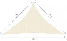 krémszínű HDPE napvitorla 160 g/m² 4 x 4 x 5,8 m