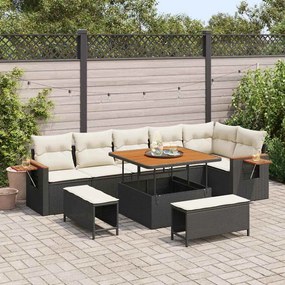 Kerti Kanapé Szett 9 pcs Fekete és krémszínű 100 x 100 x 71 cm