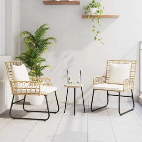 Kert étkező szett 3 pcs Barna Fekete Krém Poli rattan és acél