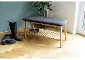 Fekete-natúr színű bambusz ülőkés cipőtartó Ecori – Wenko