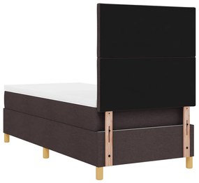 Box Spring Ágy Matraccal &amp; LED Sötét Barna 90x200 cm Szövet