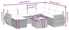 8 részes szürke polyrattan kerti ülőgarnitúra párnákkal