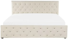 Franciaágy 180 cm AMESIA (bézs) (ágyráccsal és tárolóhellyel). 1023466