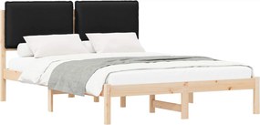 vidaXL Ágykeret Kárpitozott Fejtámlával Fekete 150 x 200 cm
