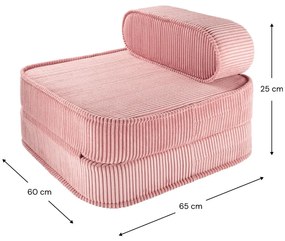Rózsaszín kordbársony gyerek fotel Flip – Wigiwama