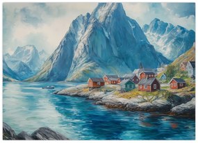 Kép - Norvég falu (70x50 cm)