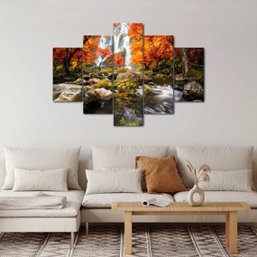 Kép - vízesések a narancssárga erdőben (150x105 cm)