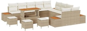 vidaXL Kerti Kanapé Szett 14 pcs Bézs polirattan