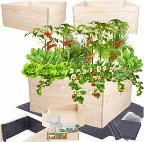 Fa virágtartó zöldséges láda magasított ágyás 54x100x100