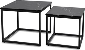 Dohányzóasztal szett fekete márvány hatású felülettel JUNO