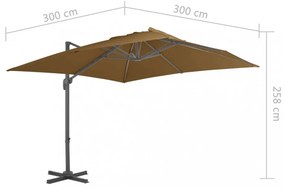 tópszínű konzolos kerti napernyő alumíniumrúddal 300 x 300 cm