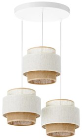 Kábelre függeszthető BOHO csillár 3xE27/60W/230V fehér/juta