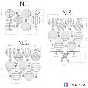 INSPIO Szürke hőlégballon falmatricák gyerekszobába
