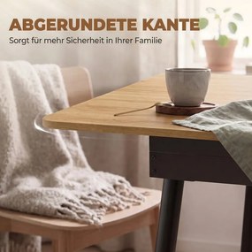 Kihúzható étkezőasztal 130-160 cm, lekerekített sarkú konyhaasztal, tölgyfa
