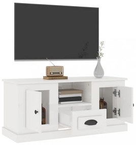 magasfényű fehér szerelt fa TV-szekrény 100 x 35,5 x 45 cm