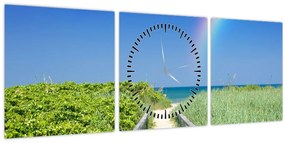 Kép - Tájkép és a szivárvány (órával) (90x30 cm)