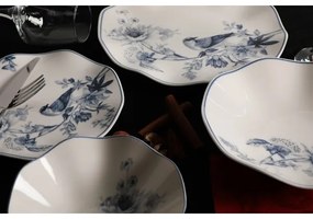 24 darabos étkészlet, fehér/kék, porcelán