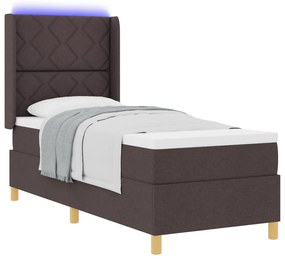 Boxspring Ágy Mattal &amp; LED Sötétbarna 80x200 cm Szövet