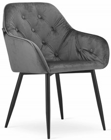 PreHouse FORIO szék - szürke bársony / fekete lábak