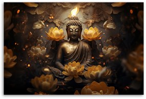 Gario Vászonkép Arany Buddha és lótuszvirág Méret: 120 x 80 cm
