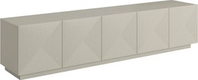 Asha TV-szekrény 200 cm, ötajtós, bordázott előlap - kasmír