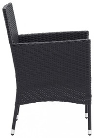 7 részes fekete polyrattan kerti étkezőgarnitúra párnákkal