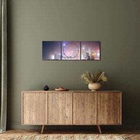 Éjszakai Shanghai képe (órával) (90x30 cm)