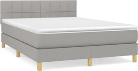 vidaXL világosszürke szövet rugós ágy matraccal 140 x 190 cm