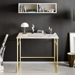 Íróasztal Gama - White, Gold